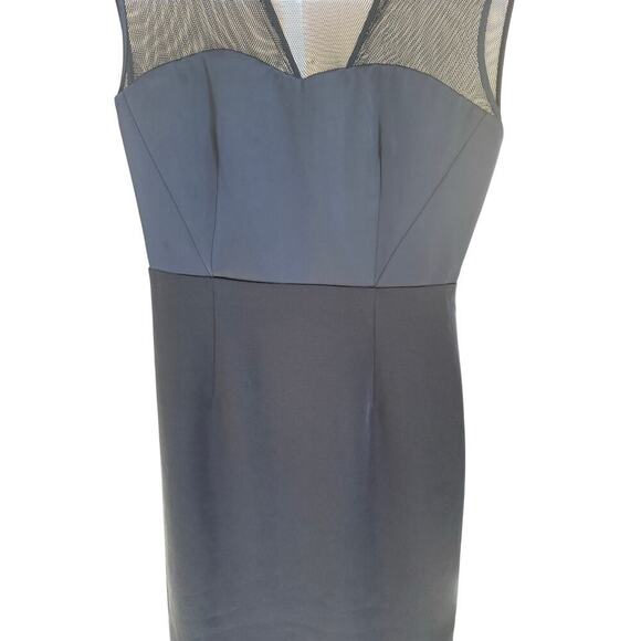REISS gorgeous navy mixed media cocktail body-con mesh satin dress NWOT - Picture 5 of 9